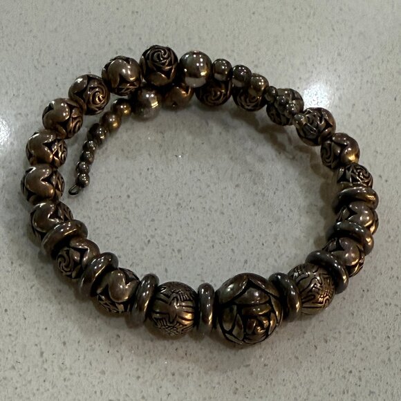 Vintage Metallic Rosette Bead Bracelet - Picture 7 of 8
